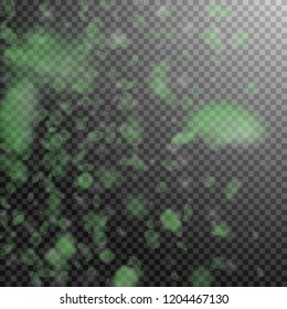 Green flower petals falling down. Beautiful romantic flowers gradient. Flying petal on transparent square background. Love, romance concept. Classy wedding invitation.