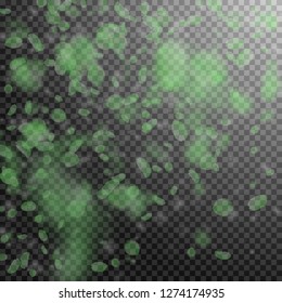 Green flower petals falling down. Wonderful romantic flowers gradient. Flying petal on transparent square background. Love, romance concept. Classy wedding invitation.