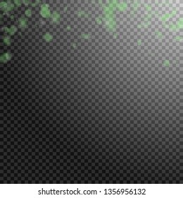 Green flower petals falling down. Dazzling romantic flowers gradient. Flying petal on transparent square background. Love, romance concept. Charming wedding invitation.