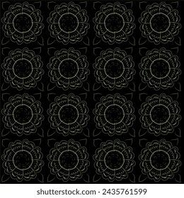 Green flower repeating pattern mandala repeating pattern on black background floral pattern 