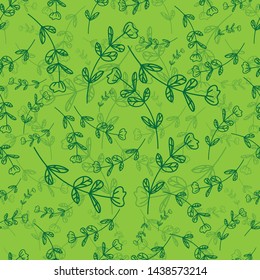Green Flower Seamless Floral Pattern in vector
