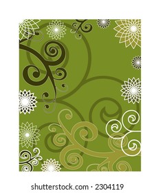 green flower and spiral frame