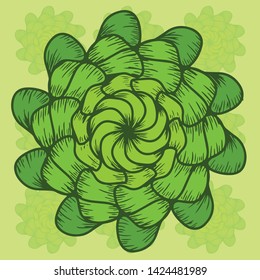 Green Flower With Spirograph Decorative Style