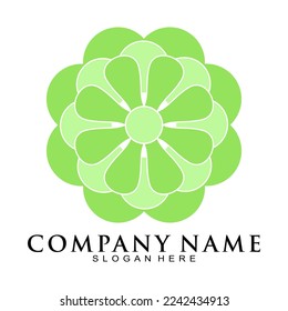 Green flower symbol vector logo