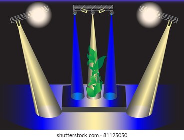 Green flower under a ray of light
