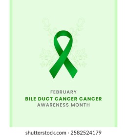 Green with flower and white background awareness graphic for International Bile Duct Cancer Awareness Month.