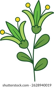 Flor verde com botões amarelos ilustração