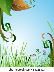Green flowering meadow bright summer morning