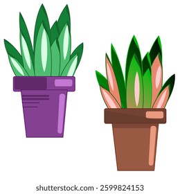 green flowerpots vector in color