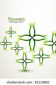 Green flowers abstract background