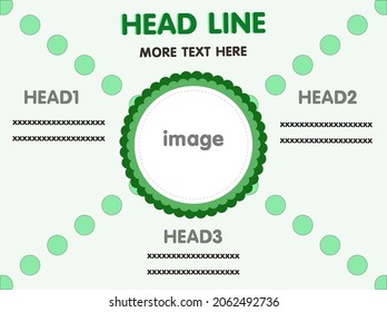 grüne Blumen unter den Kreisen Konzept, Design Infografik mit Illustration, Auswahl von Inhalten
