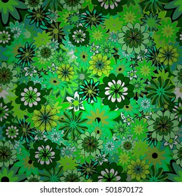 Green flowers background. vector illustration