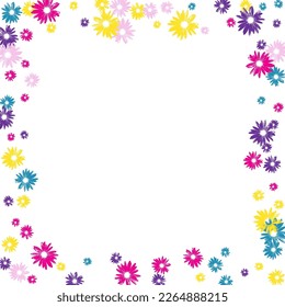 Vector Blanco De Fondo De Flores Verdes. Fondo de la Flor de Hojas. Daisy Sweet Rosa. Diseño retro. Flor de color dibujada a mano.