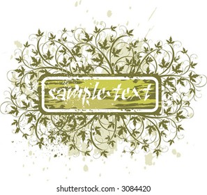 green flowers banner on grunge background