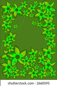 Marco De Flores Verdes. Ilustración vectorial.