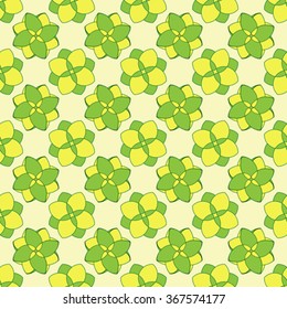 green flowers geometric pattern, abstract seamless texture vector art illustration