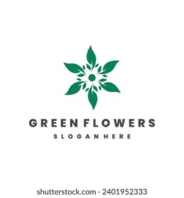 Diseño de ilustración vectorial del logotipo de las flores verdes