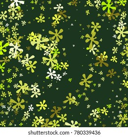 Green flowers on a Green background. Abstraction with flowers. Spring. A scattering of confetti. Plant. Nature. Summer.