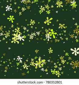 Green flowers on a Green background. Abstraction with flowers. Spring. A scattering of confetti. Plant. Nature. Summer.
