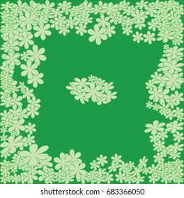 Green flowers on a dark green background
