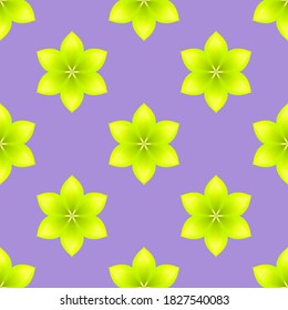 Green flowers on a violet background. Seamless vector illustration.