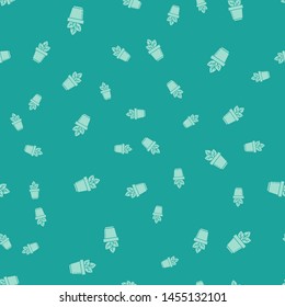Green Flowers in pot icon isolated seamless pattern on green background. Plant growing in a pot. Potted plant sign.  Vector Illustration