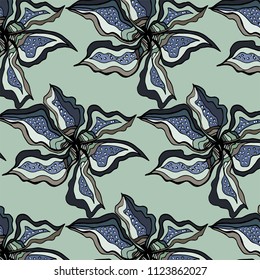 green flowers seamless pattern