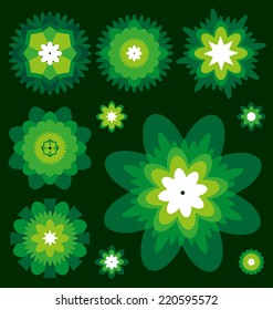 Green flowers Vector collection