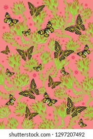 "Green flowers" vector illustration
