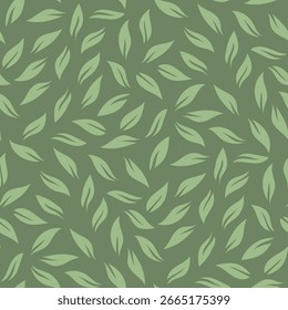 green flowing botanical leaf seamless pattern background