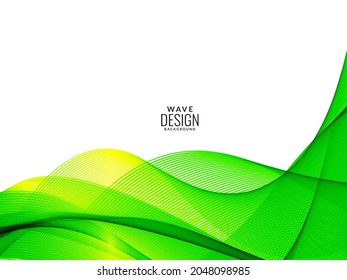 Green flowing stylish wave in white background illustration pattern vector