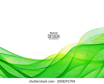 Onda elegante de flujo verde en el vector de ilustración de fondo blanco