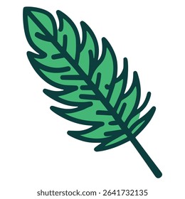 green fluffy bird feather nature flat color vector illustration template design