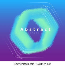 
green fluffy vector hexagon on a blue background