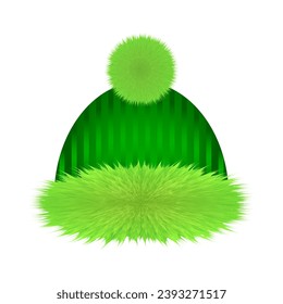 Grüner Winterhut, grinsende Weihnachtsmütze, Vektorgrafik.