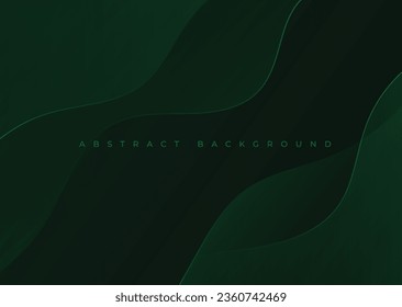 Green fluid background. Abstract Dark liquid color background. Fluid Shapes Composition. Suitable for presentation design, banner, web, wallpaper, cover, brochure, social media, landing page.