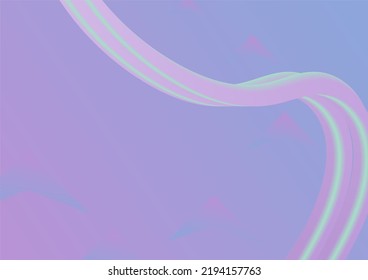 curva líquida de flujo de fluido verde con fondo abstracto de forma triangular de gradiente púrpura. diseño gráfico de onda flexible para banner de ciencia, plantilla multicolor de fantasía. Ilustración del vector