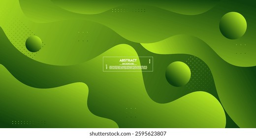 Green fluid geometric business banner design. Creative banner design with wave shape on colored background for template. Simple horizontal banner. Vector eps10