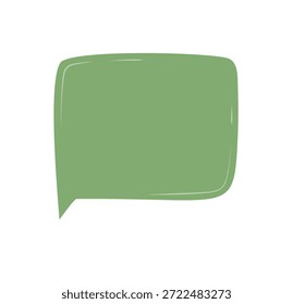 Grüner, flüssiger, handgezeichneter Nachrichtenaufkleber mit rechteckiger Ballonform. Chatbox und Sprachpatch im Doodle-Stil, perfekt für Talk- und Nachrichtendesign, kreativen Chat oder Konversationshintergrund Kommentar