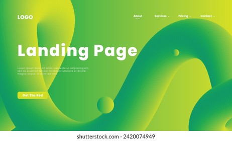 green fluid landing page background, business background, fluid gradient element, 4k background for landing page