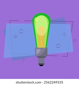 Green fluorescent light bulb. Energy saving, lamp, electric light. Light bulbs concept. Vector illustration can be used for topics like innovation, electricity, energy