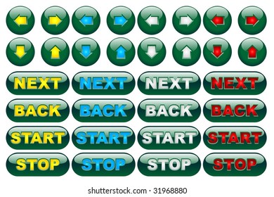 green fluorescent web button set