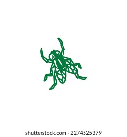 vector de ilustración del doodle de la mosca verde