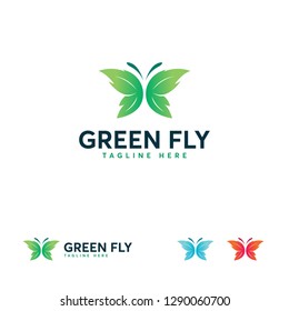 Green Fly logo designs symbol concept, Butterfly logo symbol