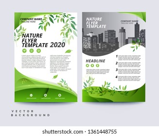 Green Flyer Brochure Leaflet Poster Cover Design Layout Vector Template In A4 Size - Vector