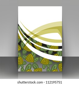 Green flyer design with stylized roses. Can be used as the cover of brochures