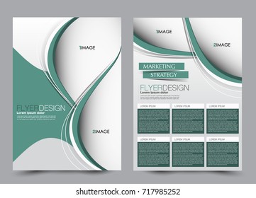 Green flyer design template. Brochure abstract background for business, education, presentation, advertisement. Corporate identity style concept. Editable vector illustration.