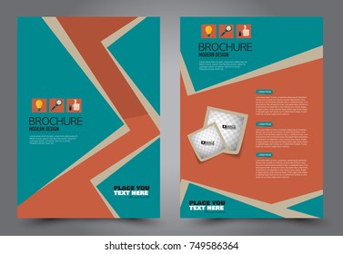 Green flyer template design. Brochure abstract background for business, education, presentation, advertisement. Corporate identity style concept. Editable vector illustration.