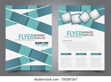 Green flyer template design. Brochure abstract background for business, education, presentation, advertisement. Corporate identity style concept. Editable vector illustration.