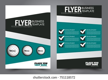 Green flyer template design. Brochure abstract background for business, education, presentation, advertisement. Corporate identity style concept. Editable vector illustration.